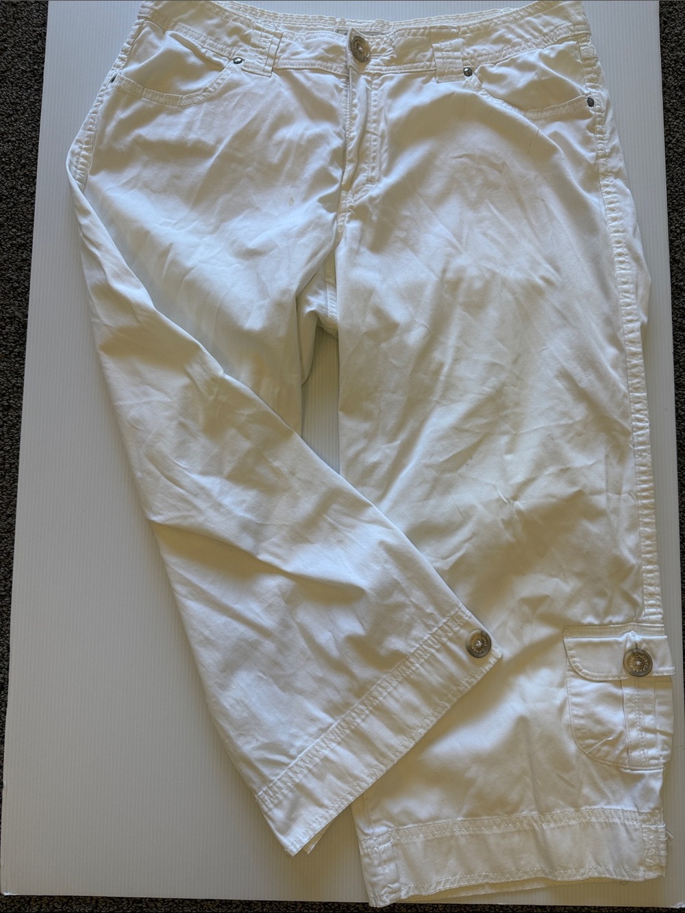 Christopher Blue White Cropped Cargo Pants - size 12